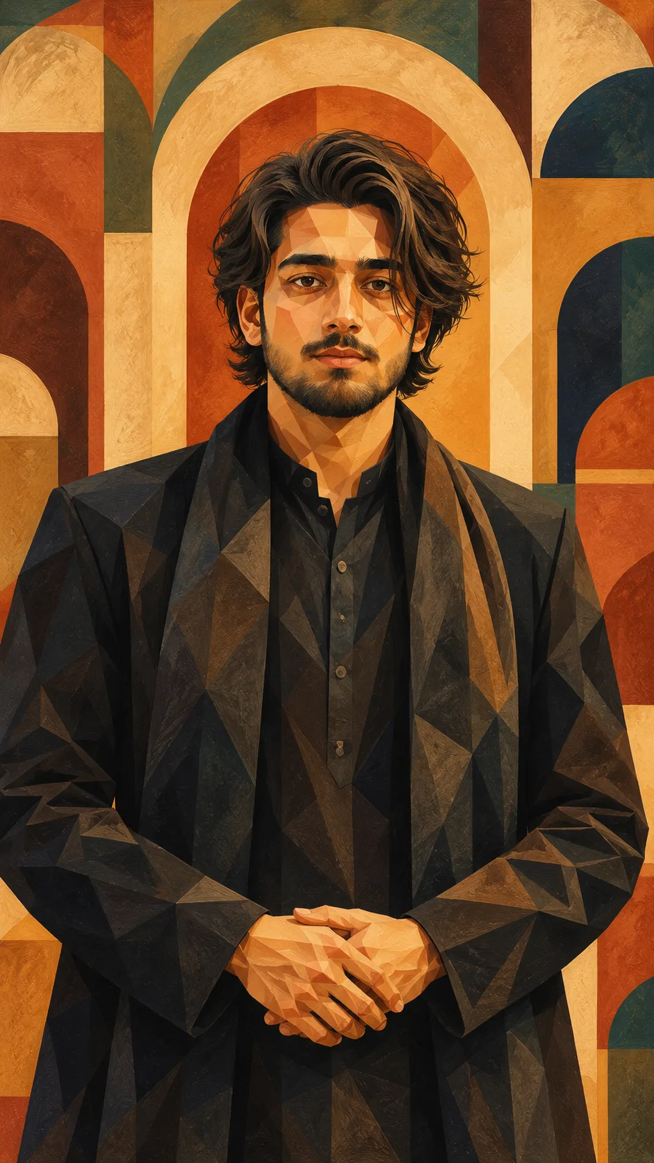 **Prompt:** A full-body, ultra-realistic monochrome fashion portrait of a young South Asian man standing confidently in the center of a