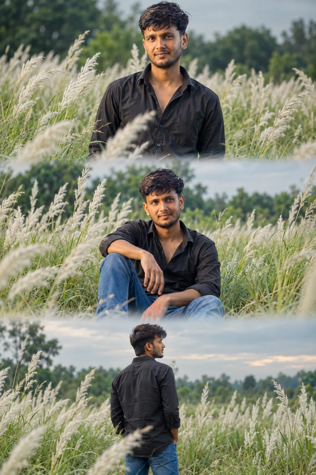 πΈ Exact Image Generation Prompt Create an ultra-realistic cinematic 3-panel vertical portrait collage based specifically on the uploaded