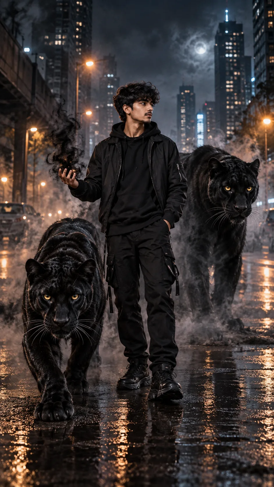 🐆 Prompt: Create a highly realistic vertical 9:16 cinematic portrait using the uploaded image as the exact reference for composition,
