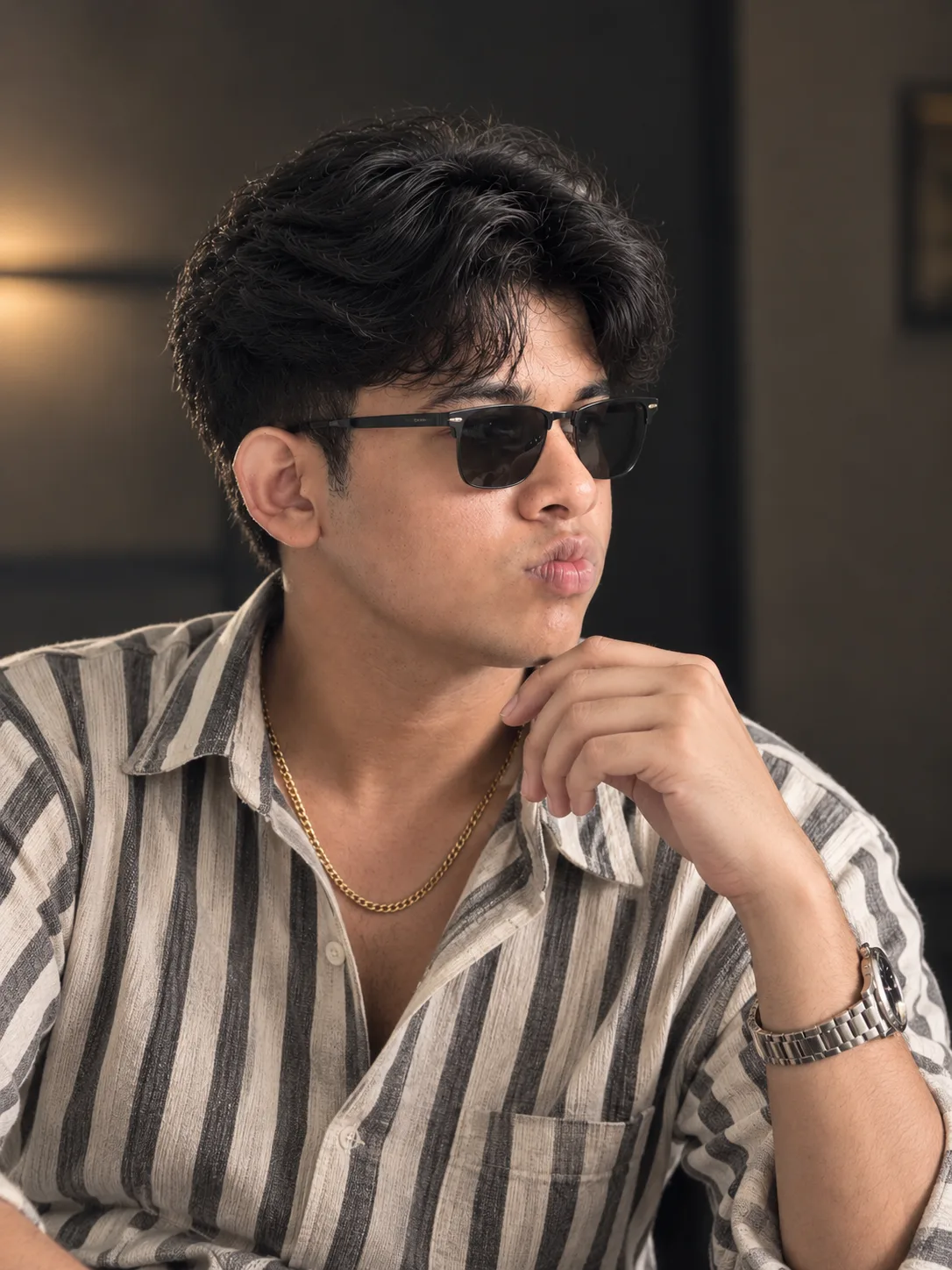 A hyper-realistic, cinematic portrait of the 26-year-old male subject from the reference image maintaining strict facial consistency, exact