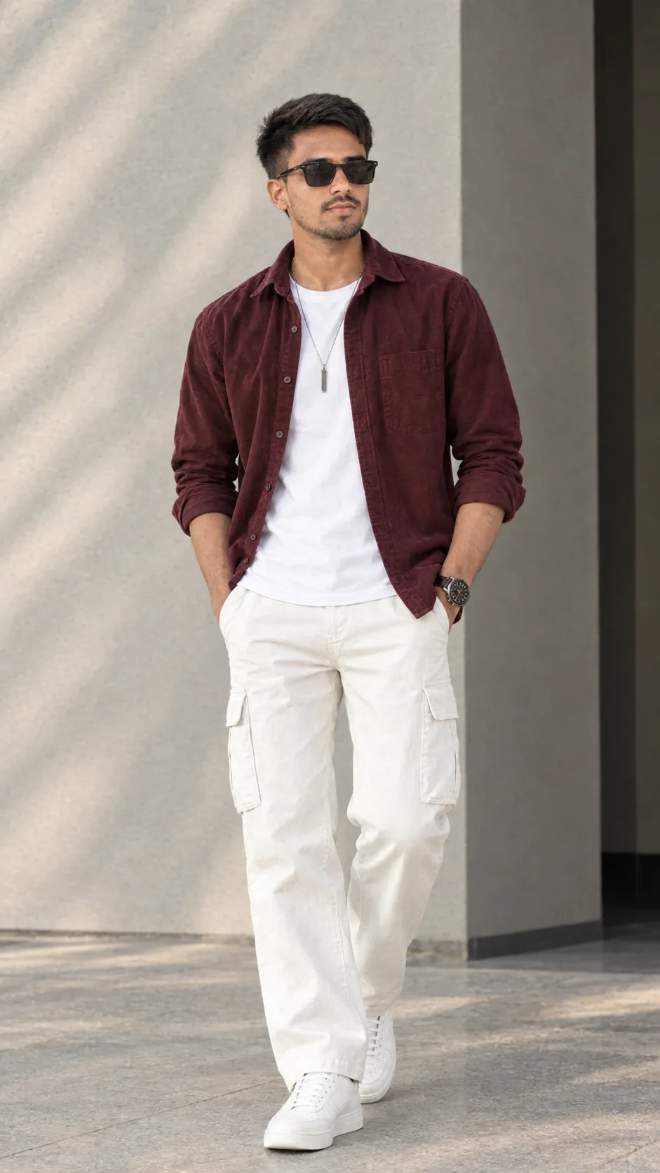 Maroon & White 🔥 | Modern Casual Street Style