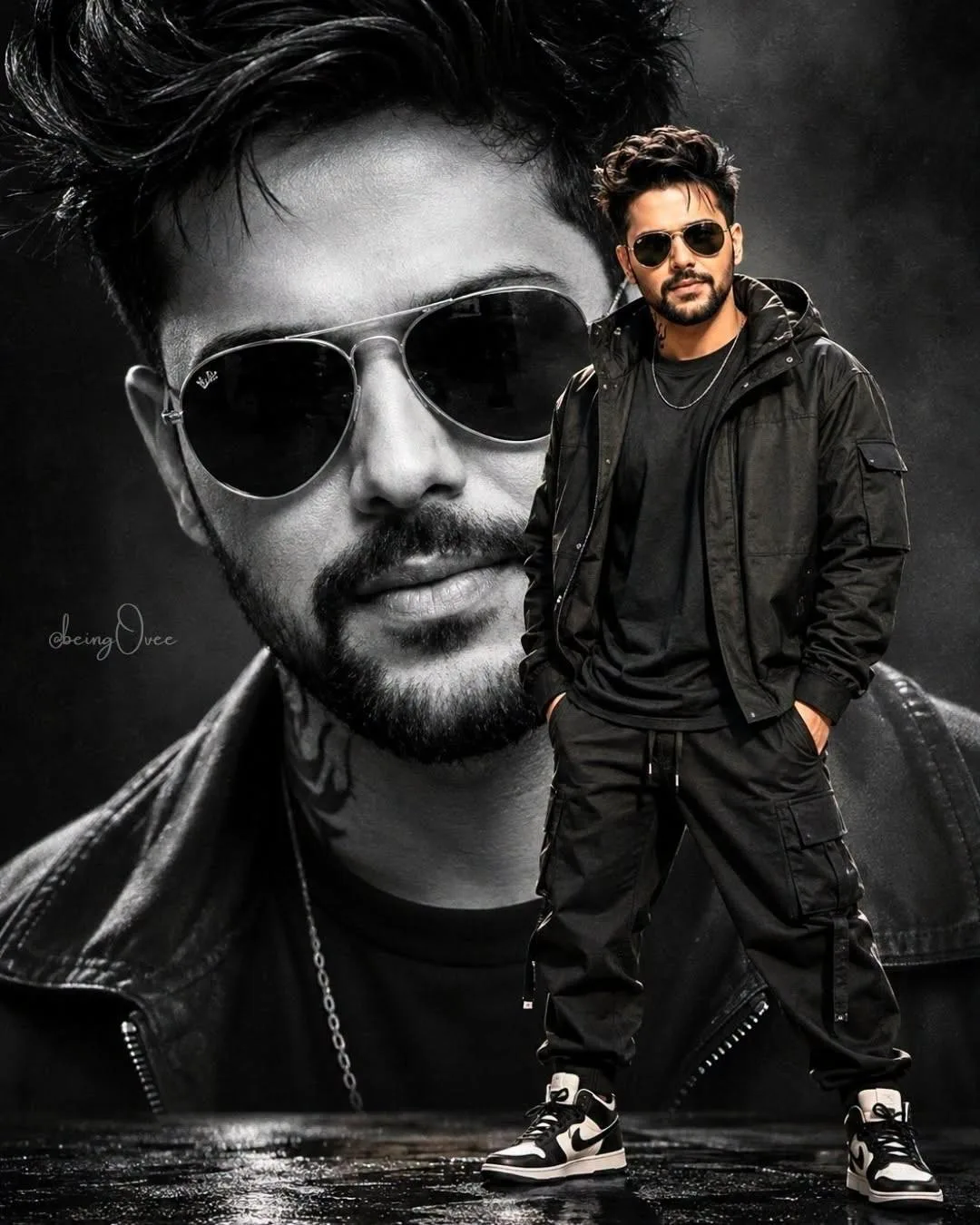 Ultra-realistic cinematic streetwear fashion poster, vertical 4:5 composition.