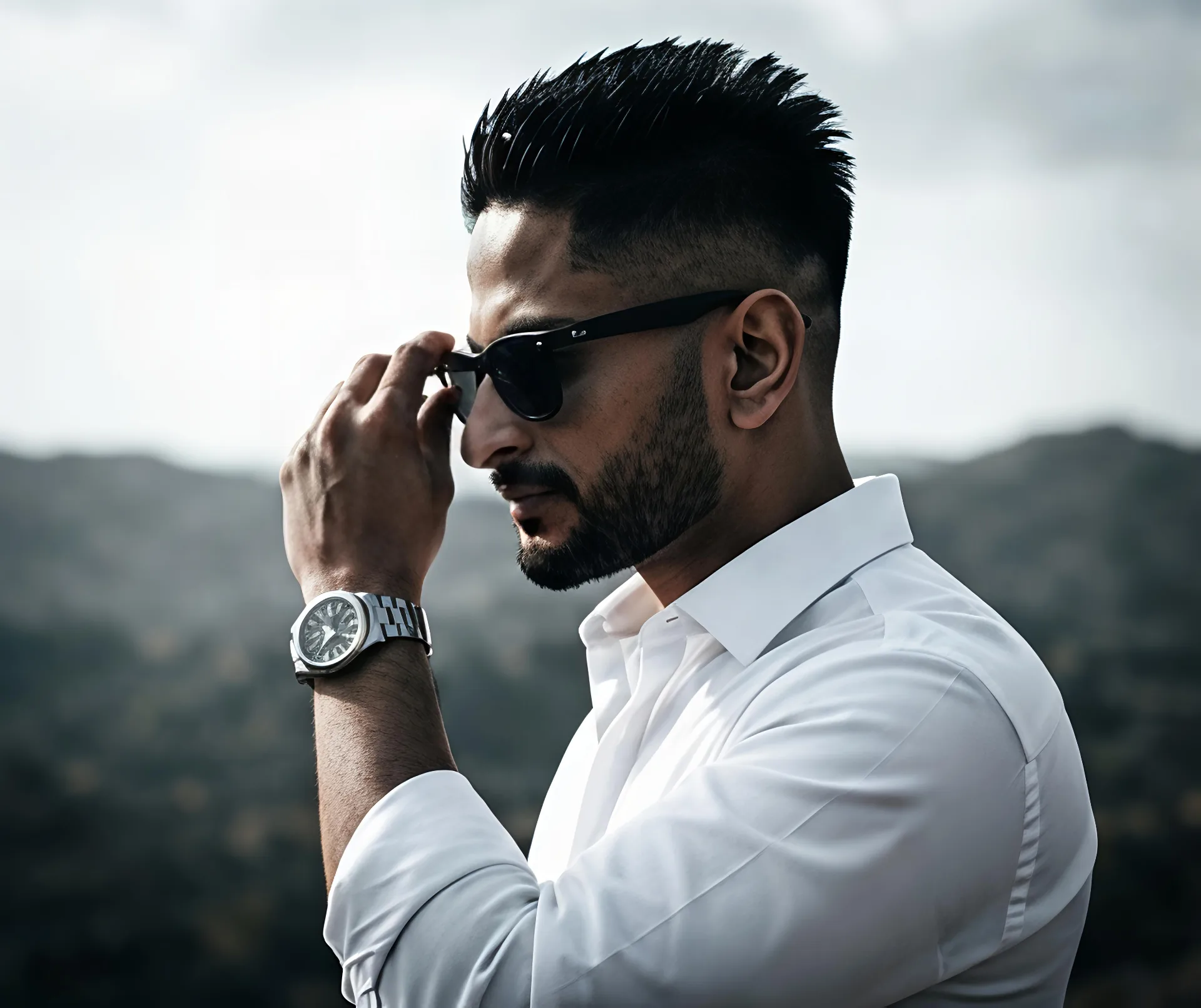 stunning street portrait during golden hour, cinematic lighting, sharp focus on the face, beautiful blurry background (bokeh effect),