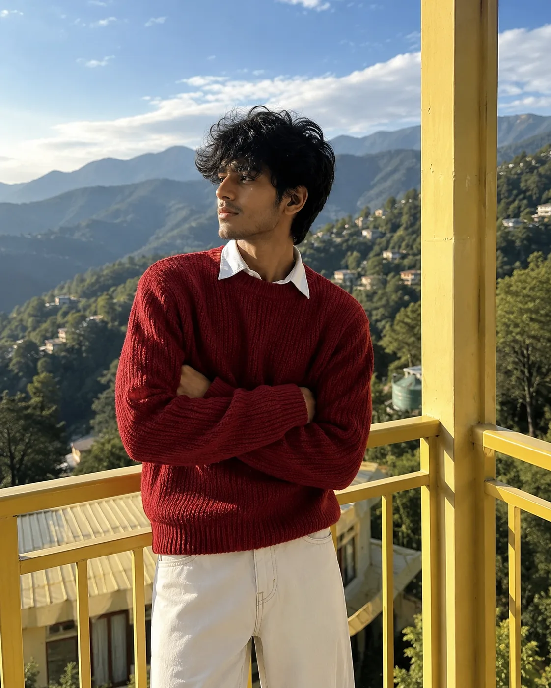 Create a premium ultra-realistic cinematic lifestyle fashion portrait of a young adult South Asian male, using the uploaded reference image