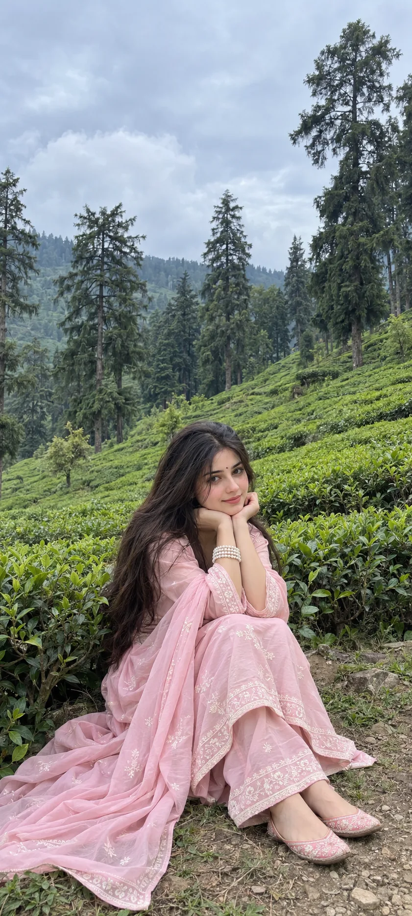 A photorealistic vertical full-length shot capturing the young South Asian woman from the reference image, faithfully preserving her