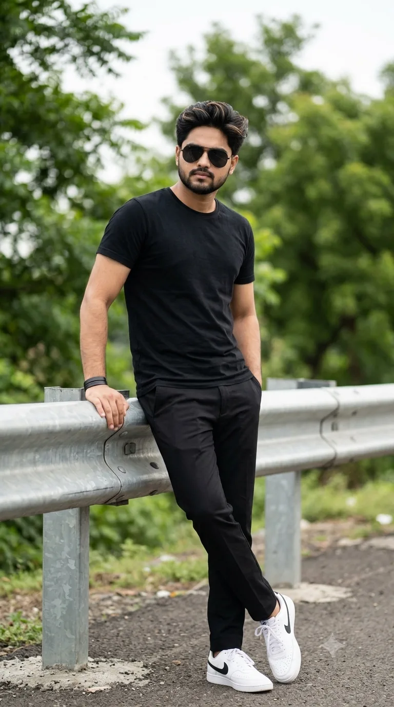 📸 Exact Image Generation Prompt Create an ultra-realistic full-body outdoor portrait of a young adult South Asian man, closely matching