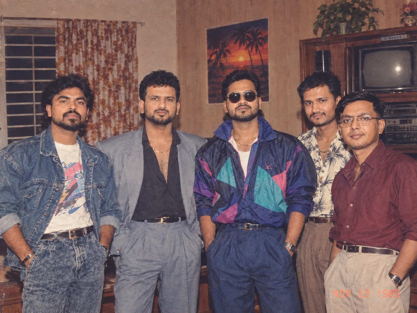Using my uploaded photo, show me what I would have looked like around 1985.