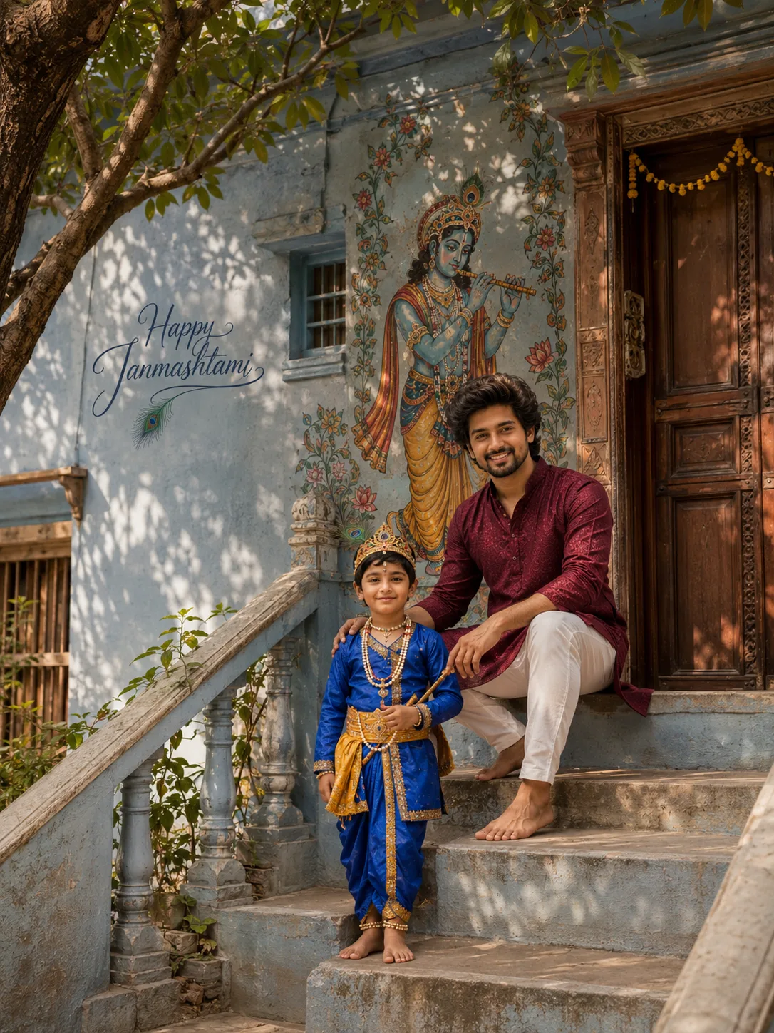 @Create image Create a highly realistic professional Indian festival photograph in a 3:4 vertical frame, captured using a modern high-end
