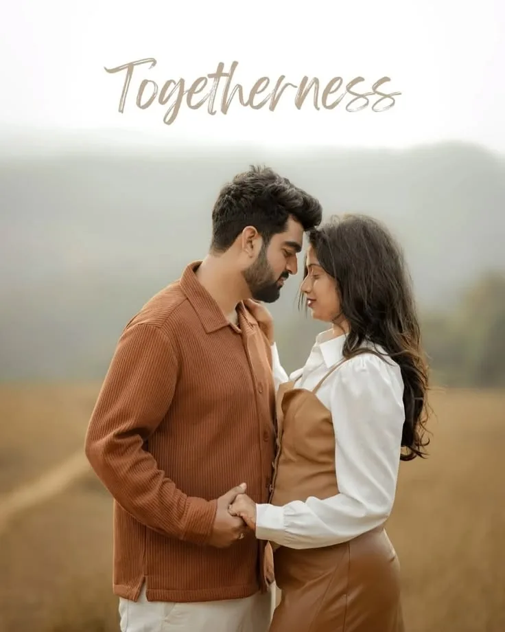 A photorealistic vertical medium shot in exact 4:5 aspect ratio capturing the young South Asian couple from the reference series standing