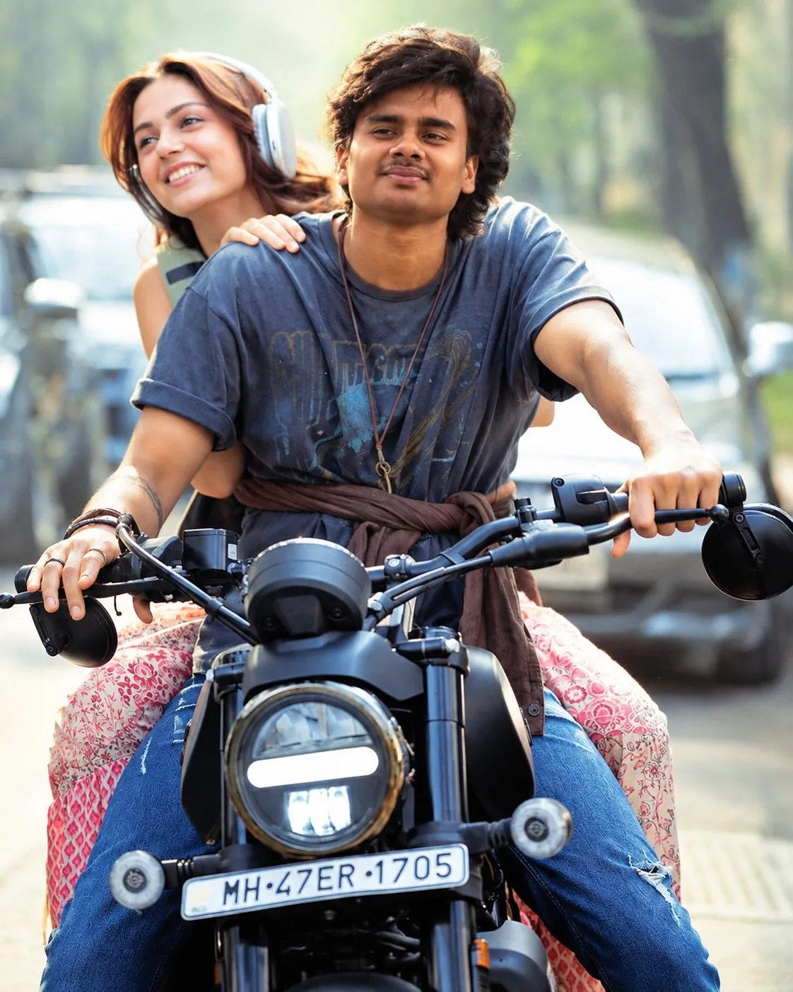 Create an ultra-photorealistic cinematic road-trip couple photograph based on the uploaded reference image.