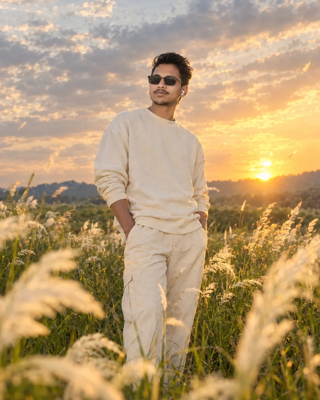 Create an ultra-realistic cinematic full-body fashion photograph based specifically on the uploaded reference image.