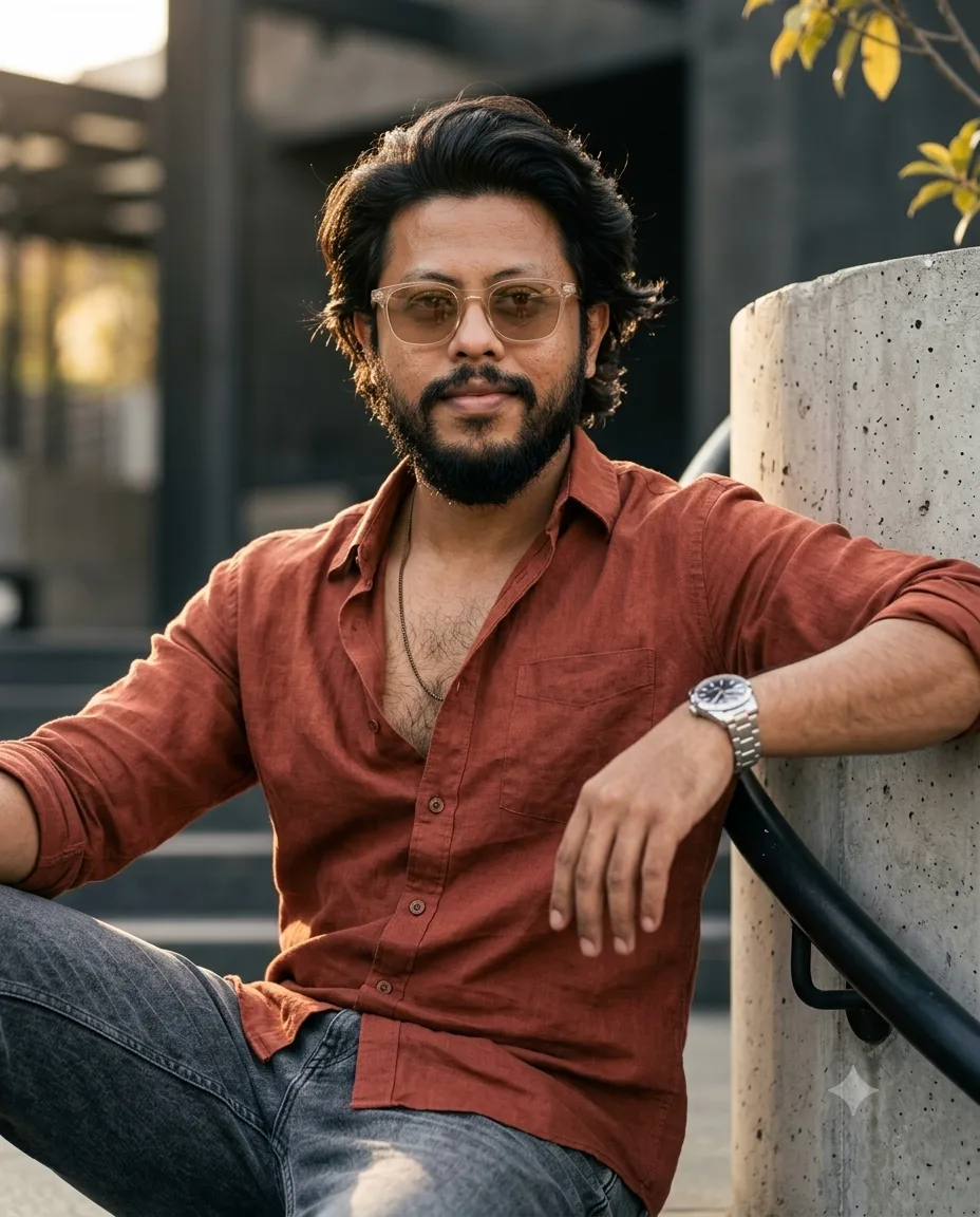Create an ultra-realistic cinematic **men's ifestyle and luxury fashion editorial portrait recreating the provided reference imase as