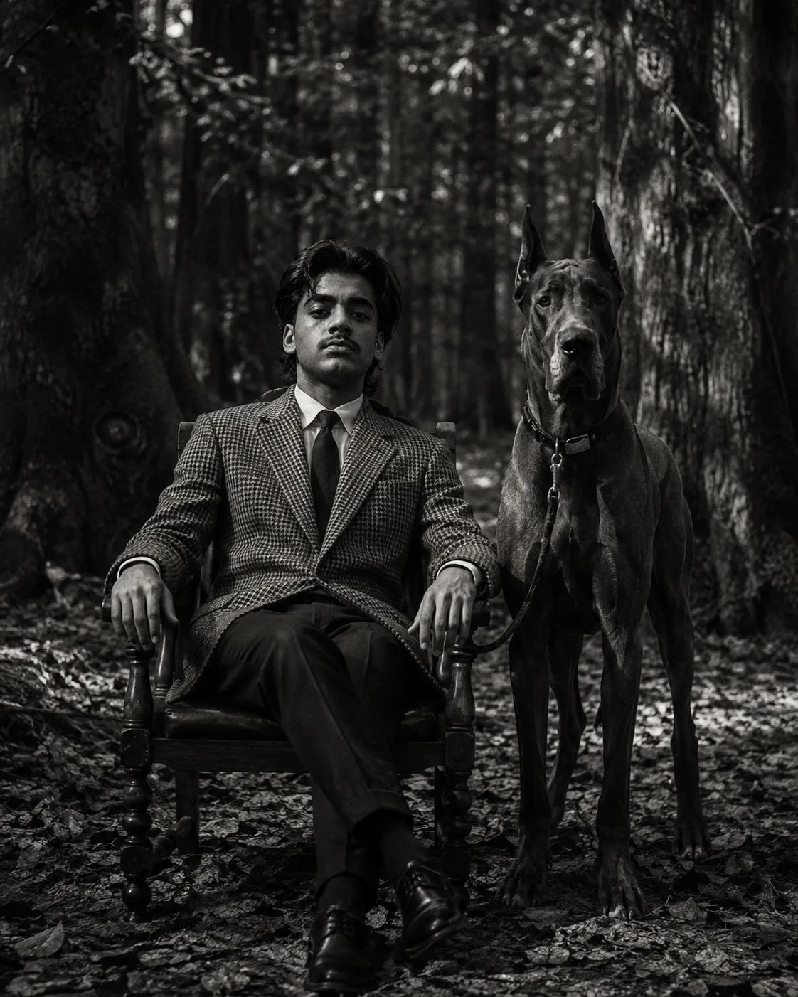 Exact Image Recreation Prompt Create a highly photorealistic cinematic black-and-white vintage editorial photograph closely recreating the