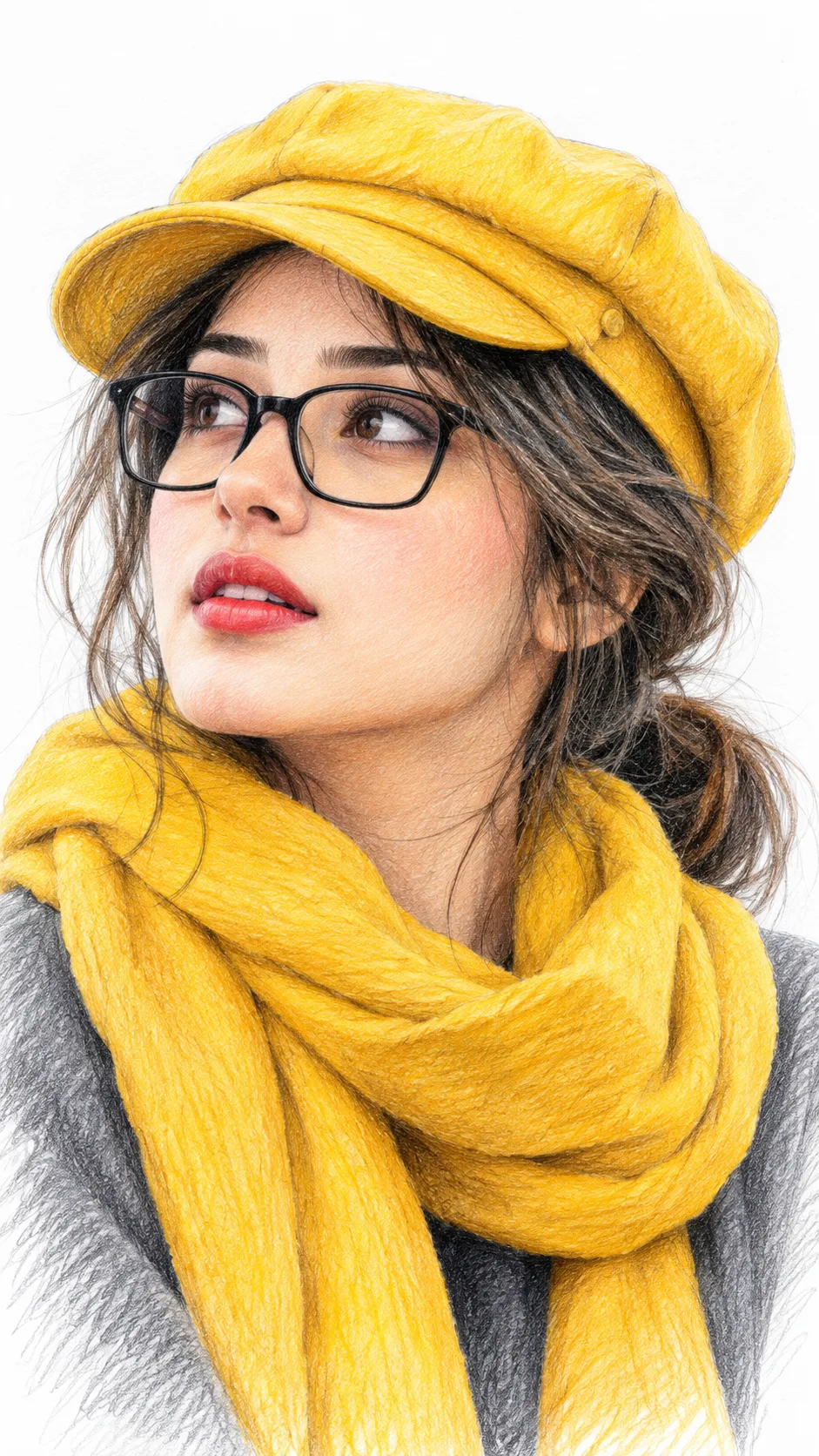 Hyper-realistic IMAX-level Netflix-style colored pencil portrait illustration, 9:16 vertical.