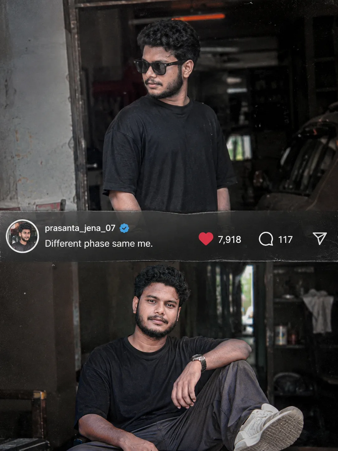 Surreal duplication composite with a Ul element crossing the frame, vertical 3:4, hyper-realletic, viral Instagram streetwear seathetic,