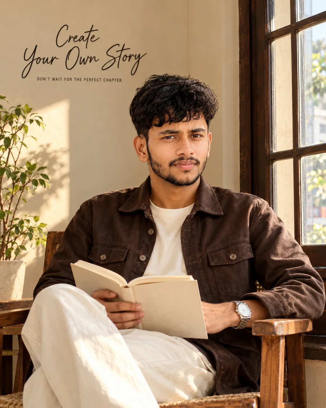 Warm Editorial Reading Portrait