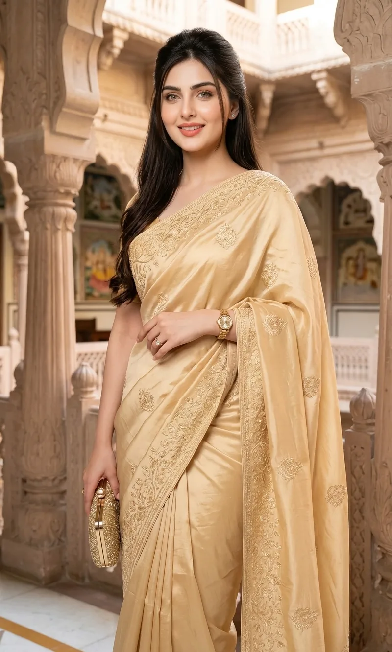 > **Concept:** An opulent, full-length photorealistic portrait photograph featuring the same beautiful woman from `image_64.png`,