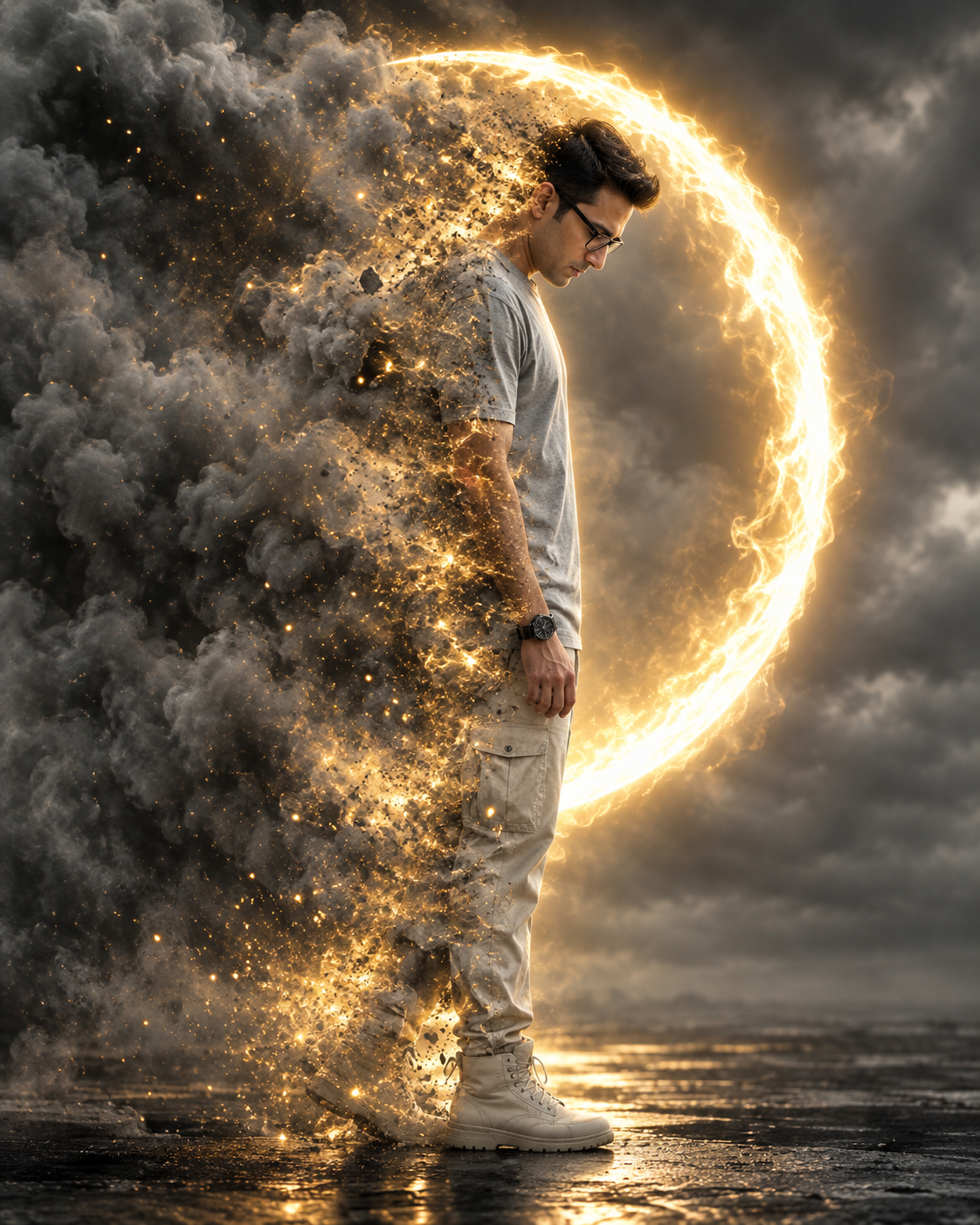 Create an ultra-realistic, cinematic 8K image with high-contrast dramatic lighting and a photo-real digital painting aesthetic.