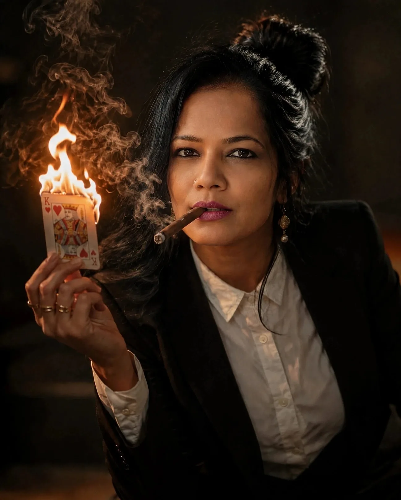Create a photorealistic cinematic portrait, 8K ultra-detailed, dramatic studio lighting, DSLR photo.