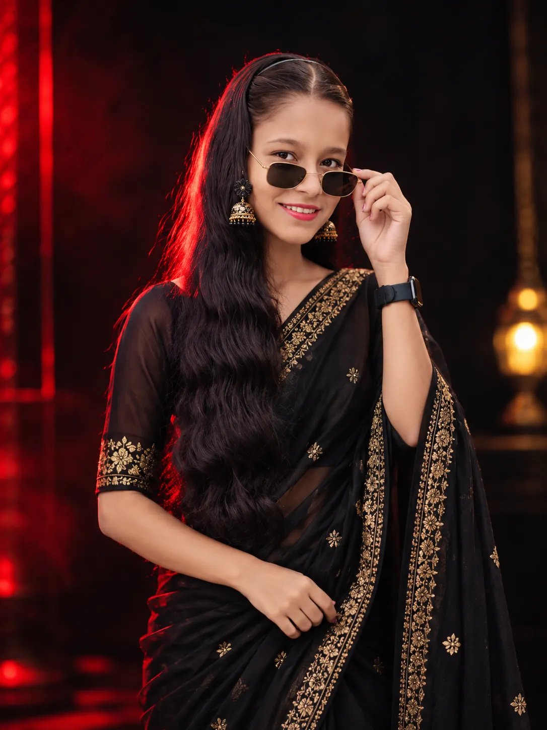 Photorealistic portrait with saree
