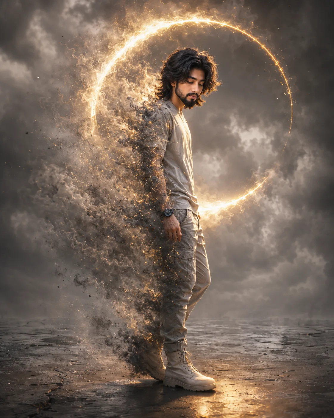 Create an ultra-realistic, cinematic 8K image with high-contrast dramatic lighting and a photo-real digital painting aesthetic.