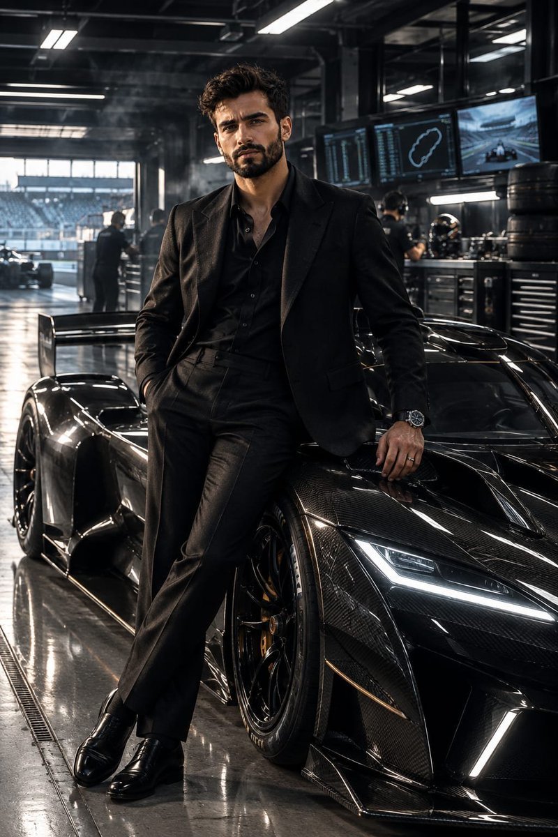 Futuristic Man Racing Garage