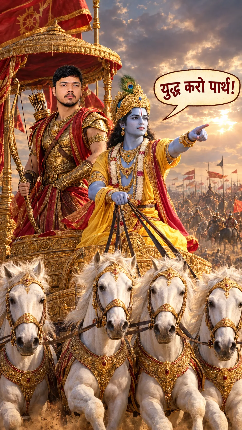 Use the uploaded character reference image as the EXACT facial identity reference for Arjun.