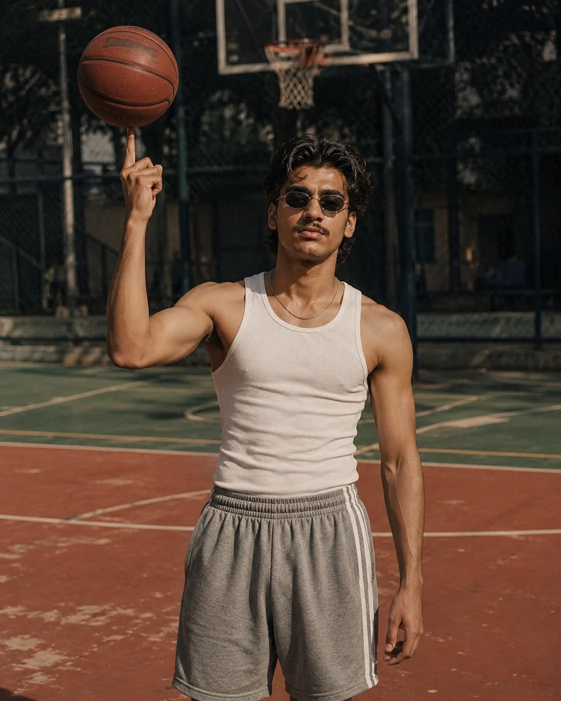 Exact Image Recreation Prompt Create a highly photorealistic cinematic vintage sports-fashion photograph of a stylish young adult male