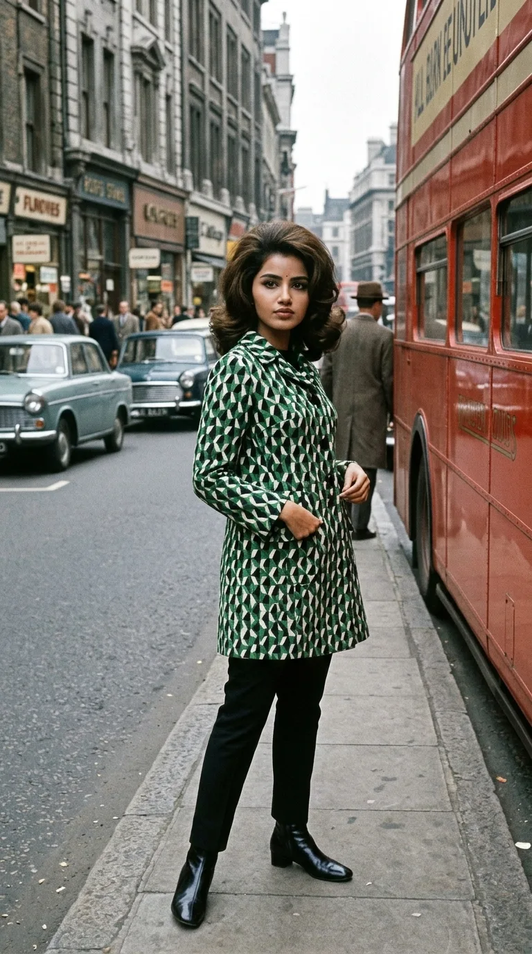 Create a breathtaking ultra-photorealistic vertical 9:16 photograph set in London, 1966, using the uploaded photograph as the EXACT