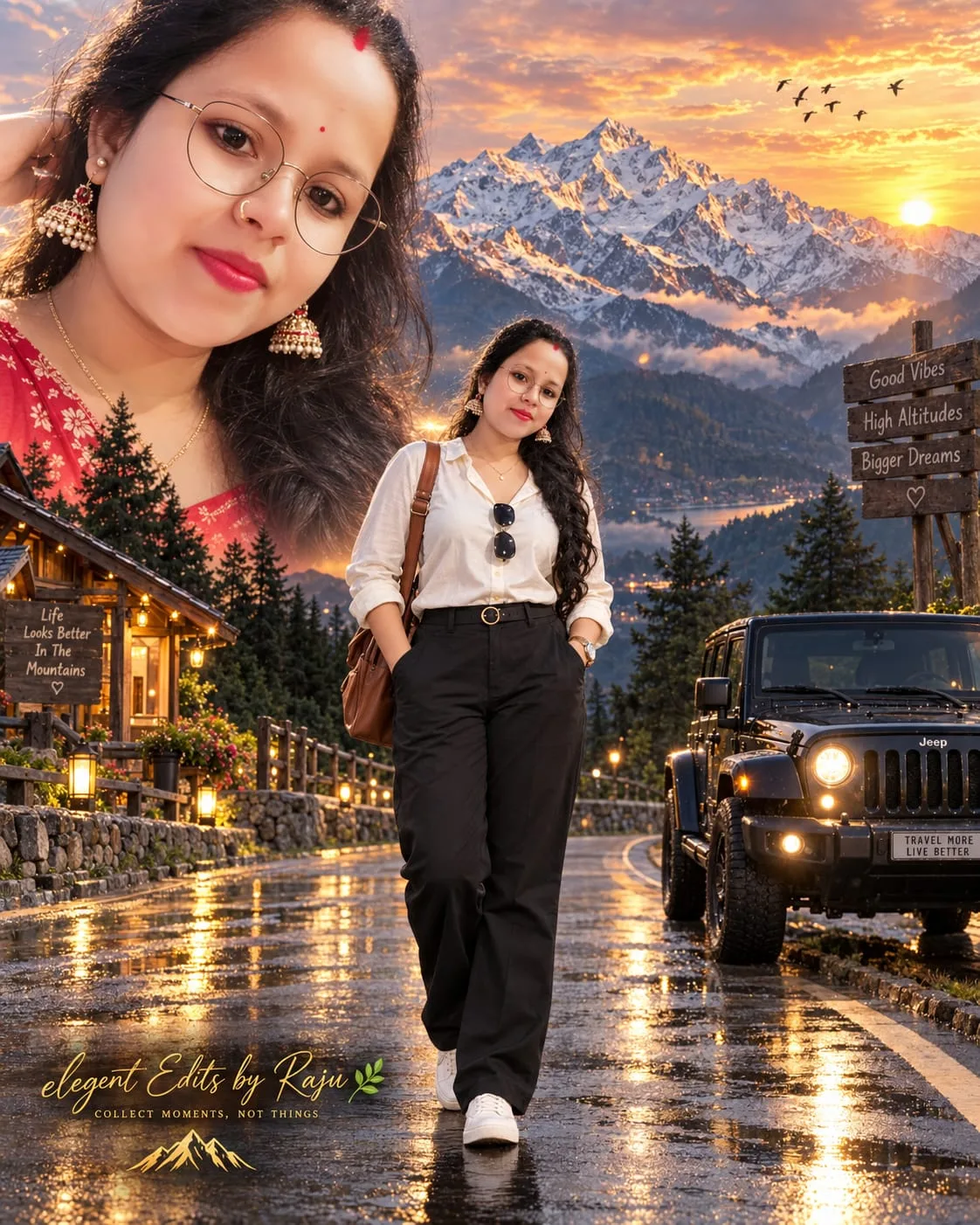 Girls Prompt 💝 Create an extremely beautiful, cinematic, and premium travel portrait in a 4:5 aspect ratio.
