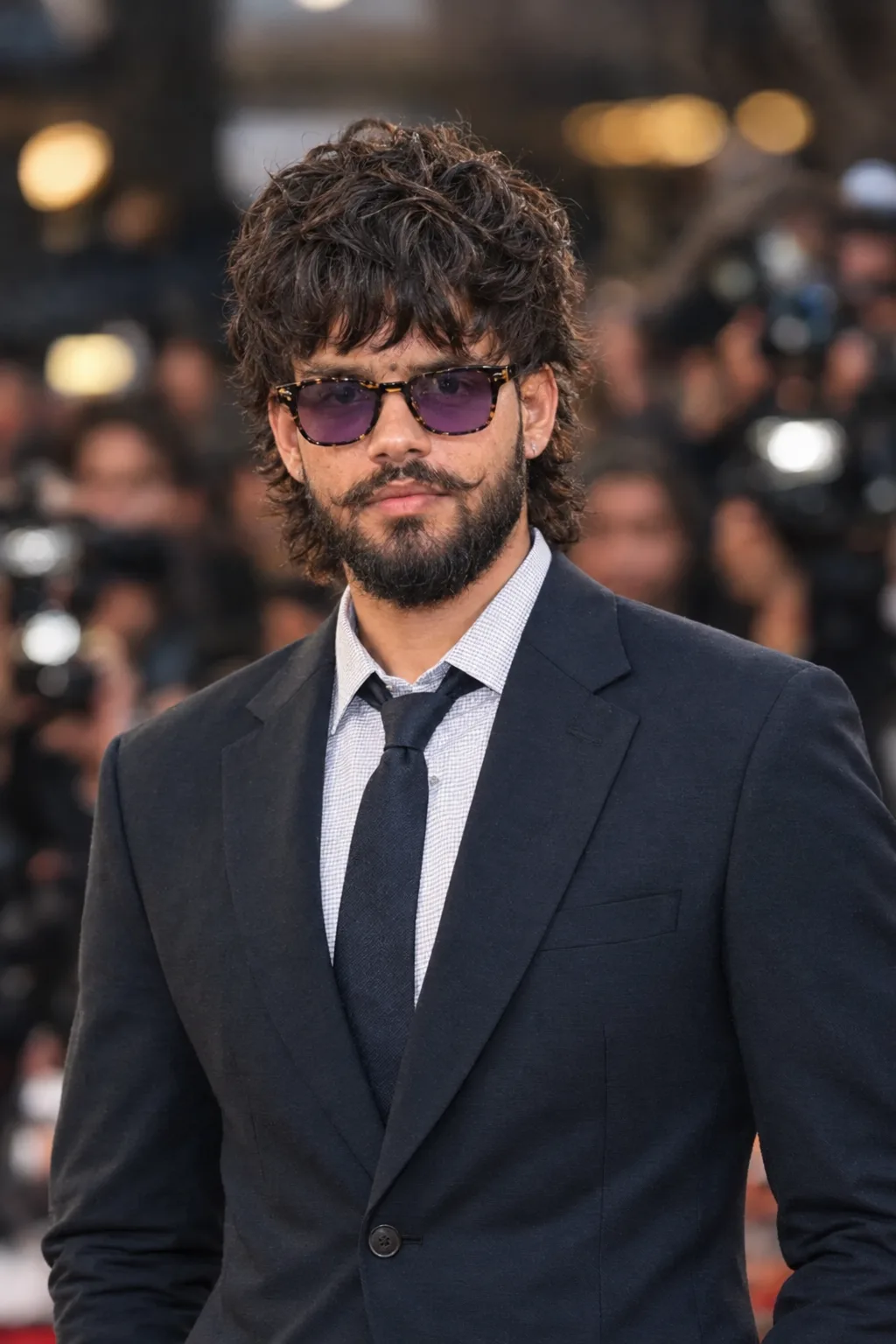 Create a highly photorealistic cinematic red-carpet portrait of ME, using my uploaded personal photo as the ONLY and mandatory identity