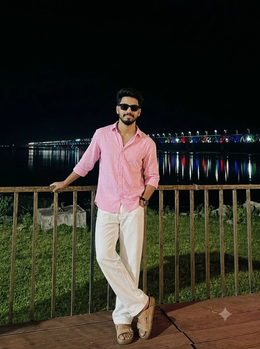 Transform the uploaded portrait into a real smartphone nighttime photograph while preserving the subject's facial identity, facial