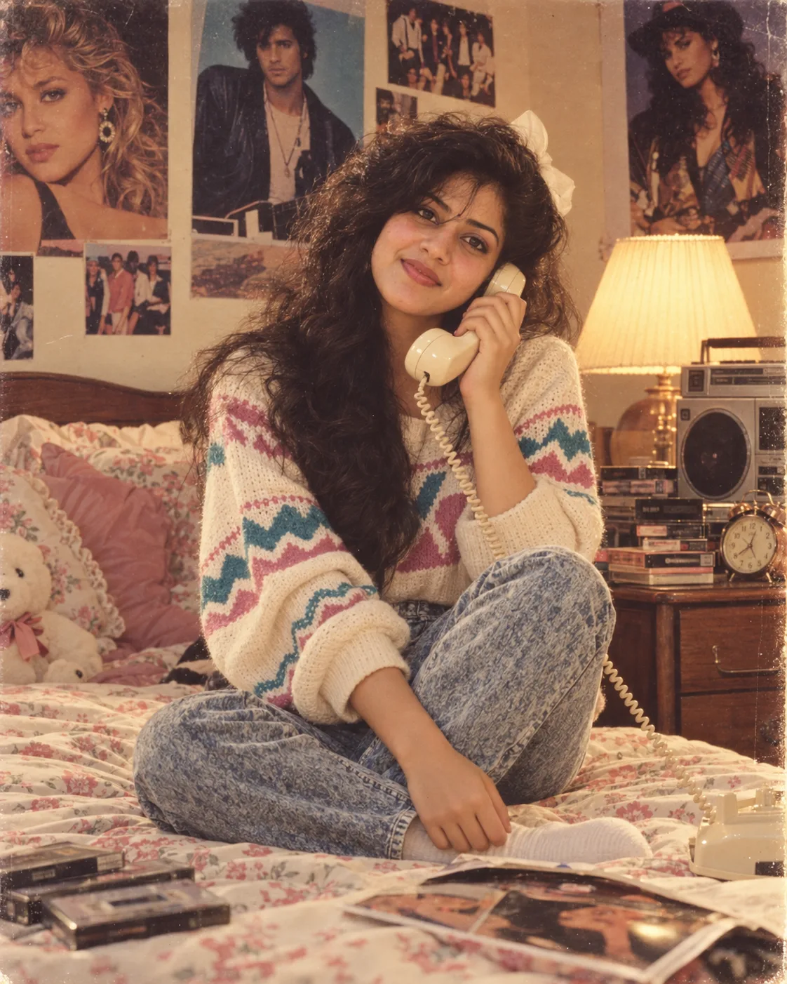 Create an ultra-realistic cinematic editorial photograph 2/9 inspired by an authentic late-1980s Western fashion/lifestyle magazine,