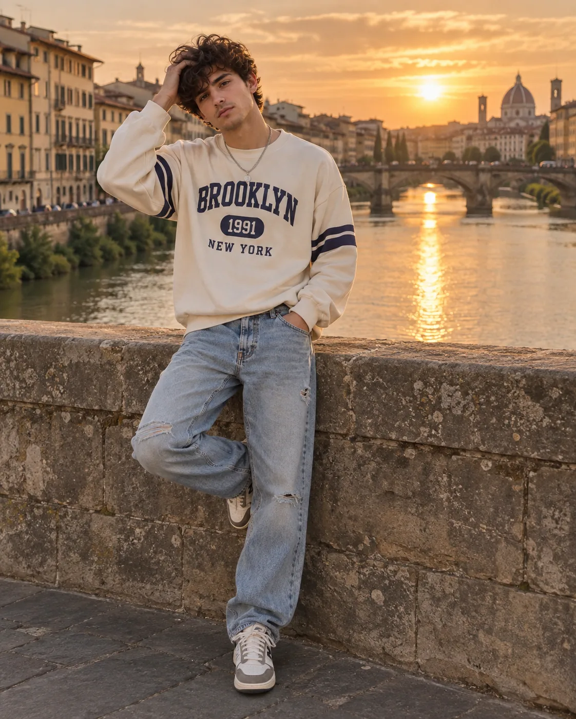 πΈ Exact Image Prompt > Create a highly realistic vertical 4:5 cinematic fashion photograph of an original young man posing on an old stone