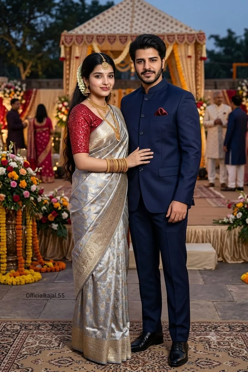 @Officialkajal.55 "Create an ultra-realistic, photorealistic full-body portrait of the couple using the uploaded reference.