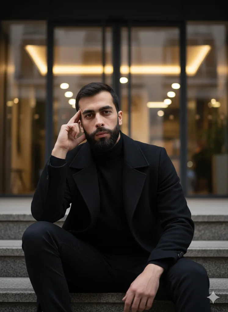 A cinematic urban portrait of me, keeping my real face unchanged.