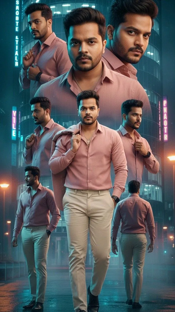 An absolute visual masterpiece, hyper-photorealistic and ultra-detailed multi-layered character montage portrait capturing a powerful young
