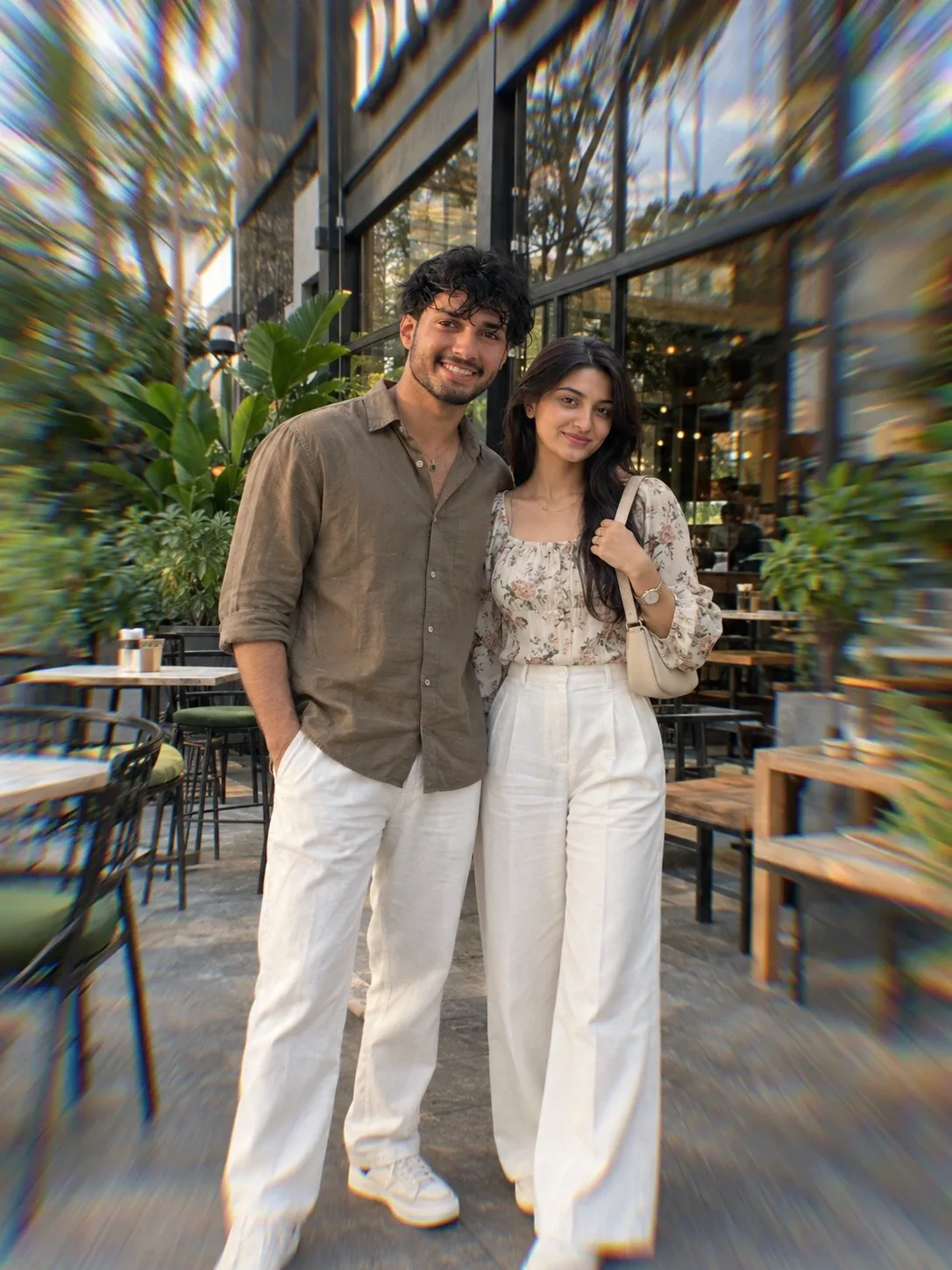 Don't Alter our face ID's and body structure from atached reference to create an ulra-realistic, high-resolution vetical DSLR-style couple