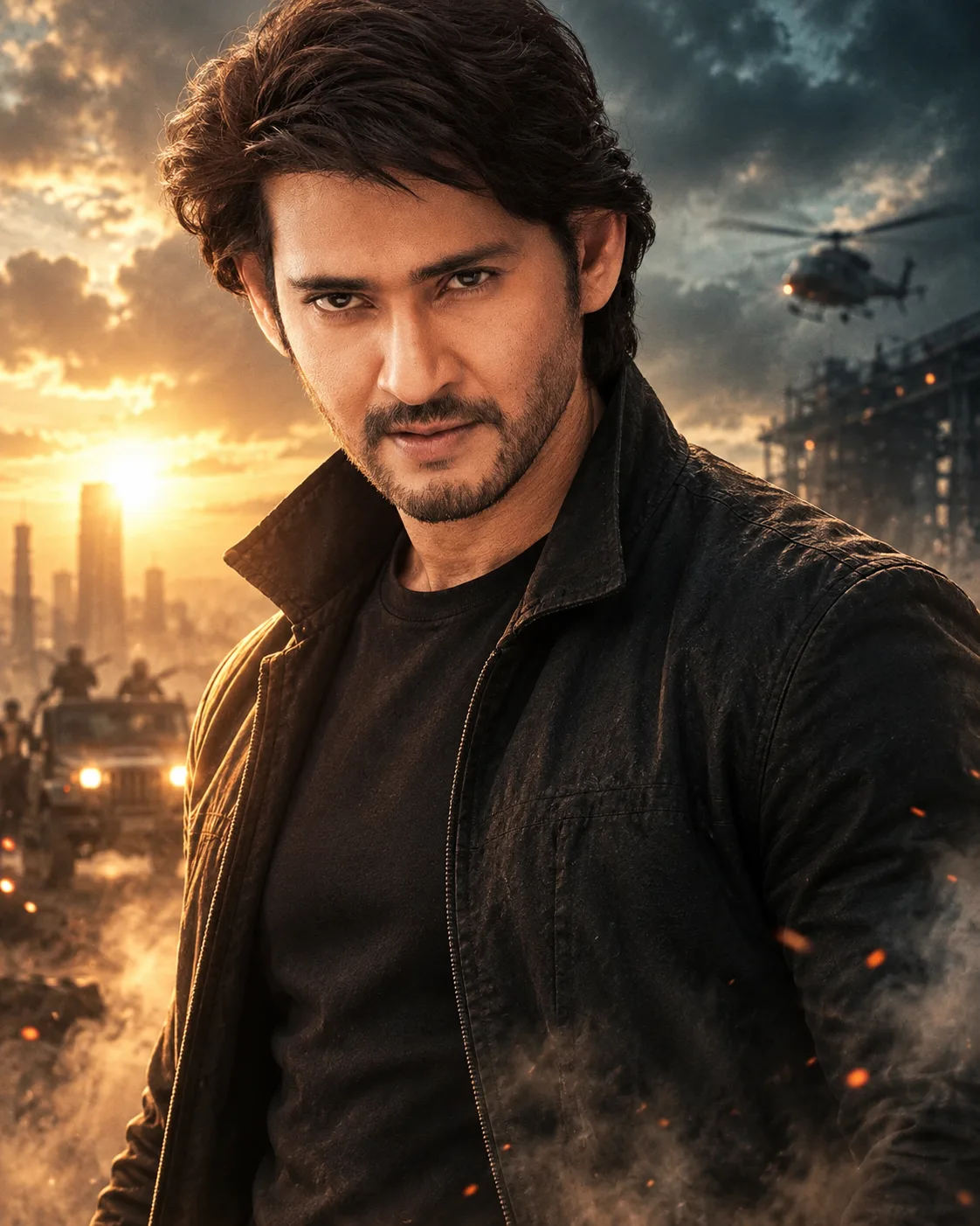 { "purpose": "Transform the uploaded portrait into an intense Hollywood action thriller movie poster while preserving the subject's exact