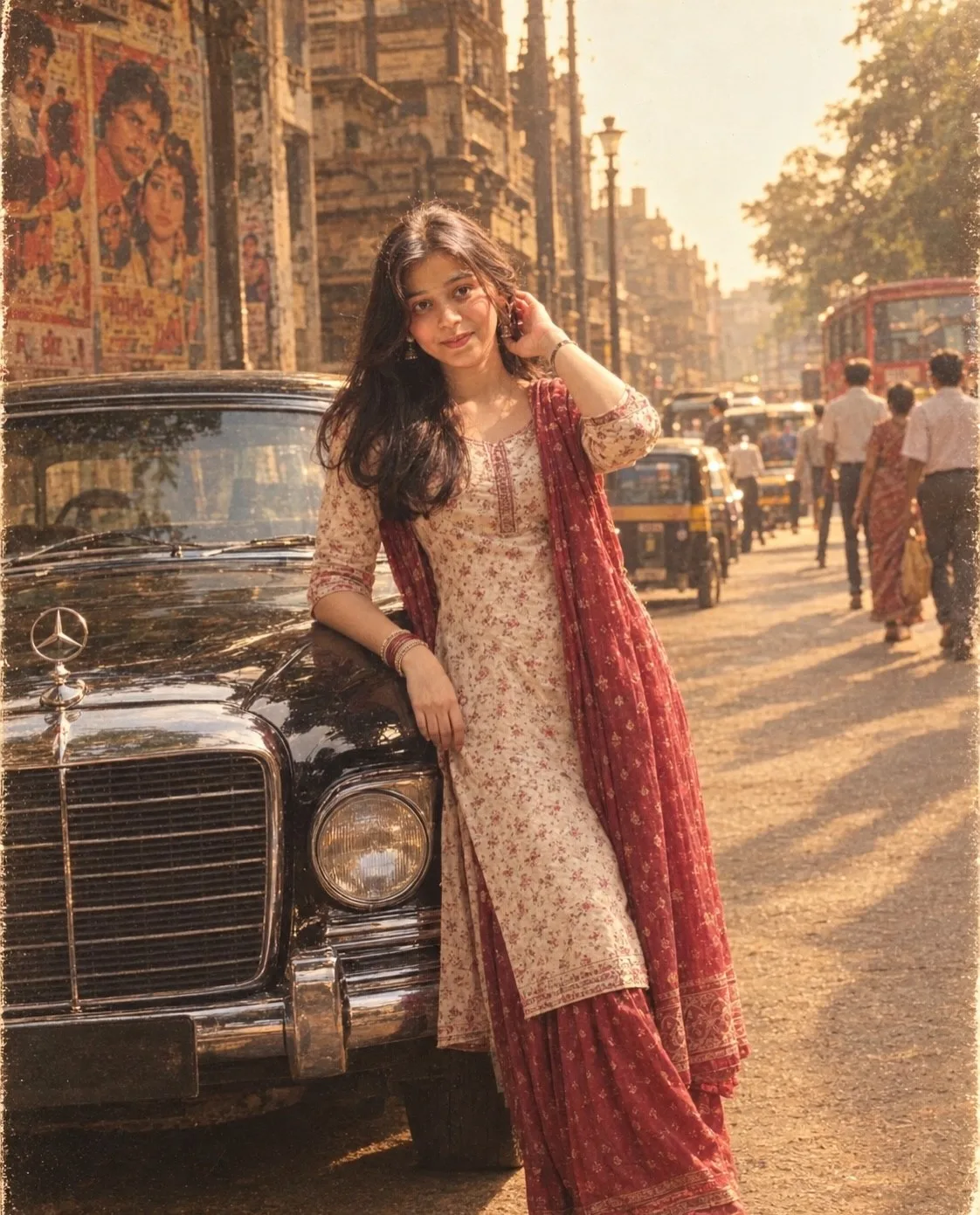 Create an ultra-realistic 1990s Indian Bollywood retro cinematic photograph using my uploaded photo as the ONLY identity reference.