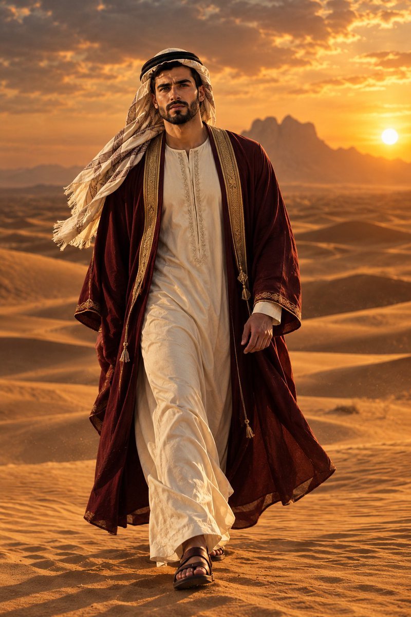 Young Man in Desert Sunset