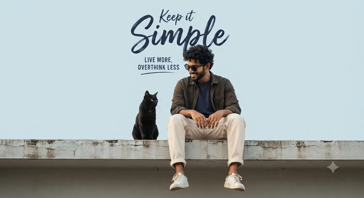 Ultra-realistic cinematic full-body portrait of a young South Asian man sitting casually on the edge of a weathered concrete rooftop ledge