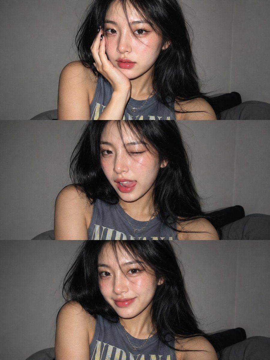 Created with GPT Image 2 On ChatGPT Prompt: Ultra-realistic Gen Z selfie photo collage, three vertical smartphone flash selfies of a young