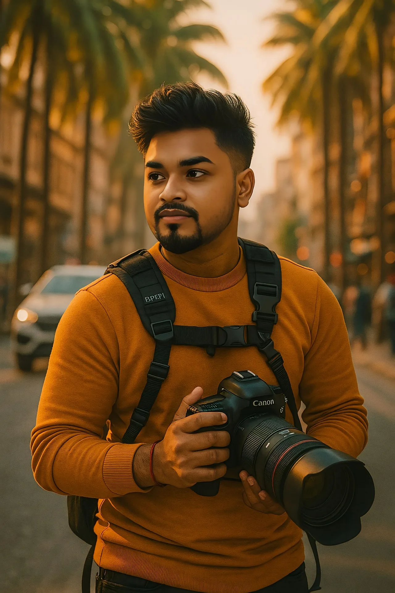 An absolute visual masterpiece, hyper-photorealistic and ultra-detailed medium shot portrait capturing a handsome young South Asian