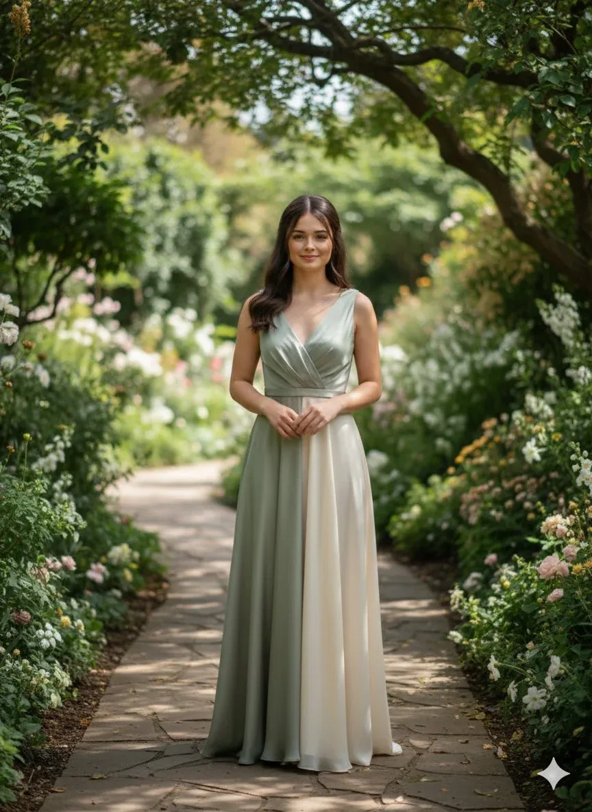{ "render_goal": "Natural cinematic garden portrait with timeless elegance", "subject": { "pose": "female standing naturally on a garden