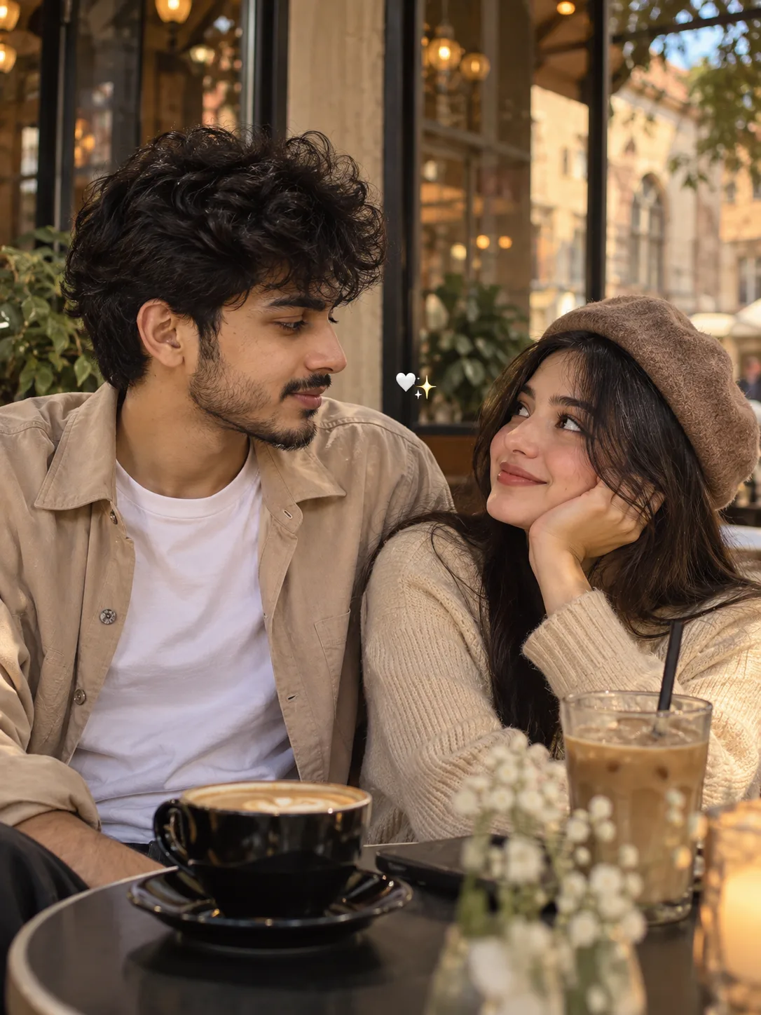Create an ultra-realistic cinematic couple portrait using my uploaded face as the identity reference for the male subject.