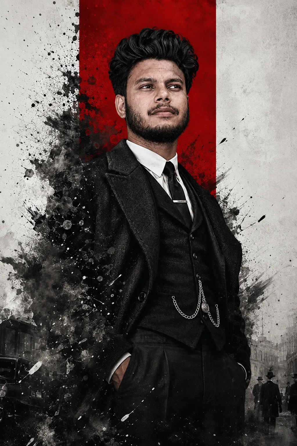 A cinematic high-resolution digital art portrait of the individual from the reference image, maintaining strict facial consistency and