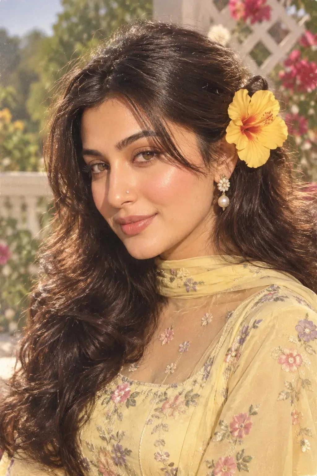 Here’s a highly detailed, ready-to-use image generation prompt based on the photo: --- A beautiful young South Asian woman with long,