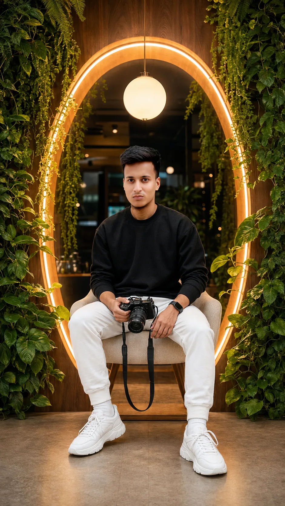 Create an ultra-realistic high-end cinematic lifestyle portrait in a STRICT 9:16 VERTICAL composition, closely recreating the provided