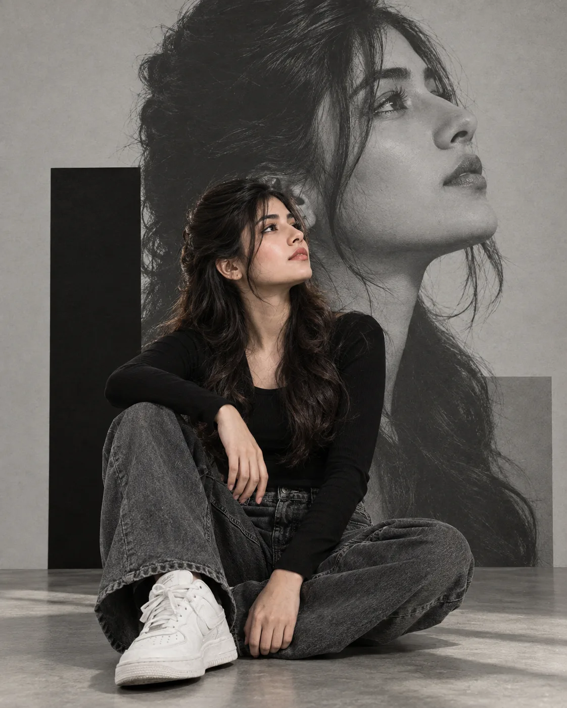 𝑹𝑨𝑹𝑬𝑮𝑬𝑴: THE DOUBLE PORTRAIT — ultra-realistic fine-art minimalist high-fashion editorial portrait of an adult woman, using the
